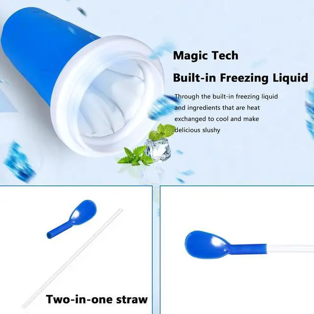 Alt view image 4 of 7 - Color Land Slushy Cup, TIK TOK Slushie Maker Cup Frozen Magic Squeeze Cup, Ice Cream Maker Cup, Cool Stuff Trending Tiktok Items Homemade DIY Cool Gadgets with Lid & Straw (350ML, BLUE)