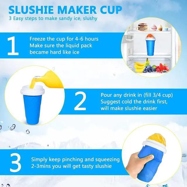 Alt view image 3 of 7 - Color Land Slushy Cup, TIK TOK Slushie Maker Cup Frozen Magic Squeeze Cup, Ice Cream Maker Cup, Cool Stuff Trending Tiktok Items Homemade DIY Cool Gadgets with Lid & Straw (350ML, BLUE)