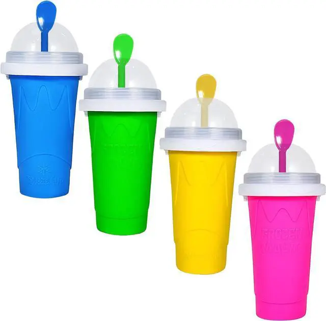 Alt view image 7 of 7 - Color Land Slushy Cup, TIK TOK Slushie Maker Cup Frozen Magic Squeeze Cup, Ice Cream Maker Cup, Cool Stuff Trending Tiktok Items Homemade DIY Cool Gadgets with Lid & Straw (350ML, BLUE)