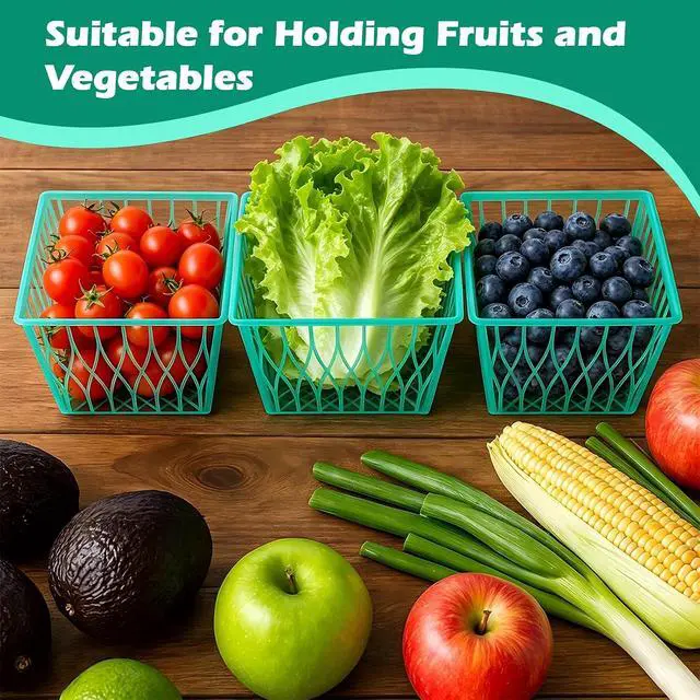 Alt view image 5 of 7 - 20 Pack Plastic Berry Baskets Strawberry Basket 4-Inch Berry Picking Basket Farmer Market Produce Baskets Fruit Vegetable Storage Containers