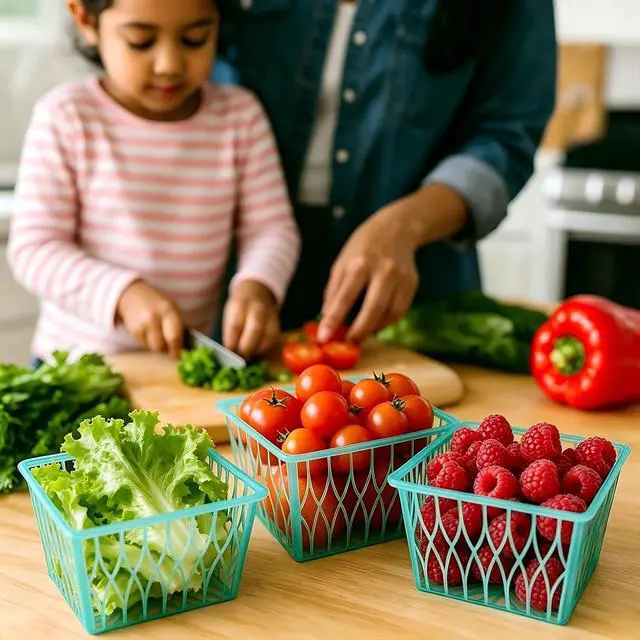 Alt view image 6 of 7 - 20 Pack Plastic Berry Baskets Strawberry Basket 4-Inch Berry Picking Basket Farmer Market Produce Baskets Fruit Vegetable Storage Containers