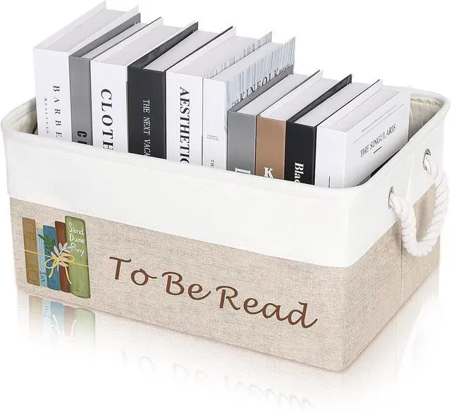 Main image of TBR Book Organizers and Storage Basket with Handles | Collapsible Storage Basket for Books,to Be Read List Storage Bin for Office Home Shelves Book Club Members