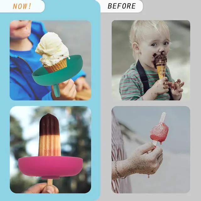Alt view image 2 of 7 - 4PCS Popsicle Holders for Kids,2 IN 1 Reusable Silicone Ice Cream Holder,Catches Drips Before They Drop,Travel-Friendly for Summer Days and Party Present(Multicolour)