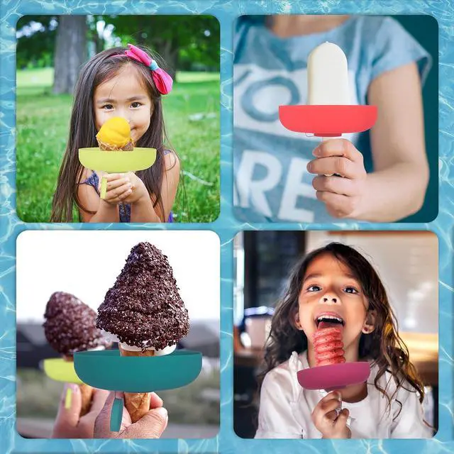 Alt view image 7 of 7 - 4PCS Popsicle Holders for Kids,2 IN 1 Reusable Silicone Ice Cream Holder,Catches Drips Before They Drop,Travel-Friendly for Summer Days and Party Present(Multicolour)