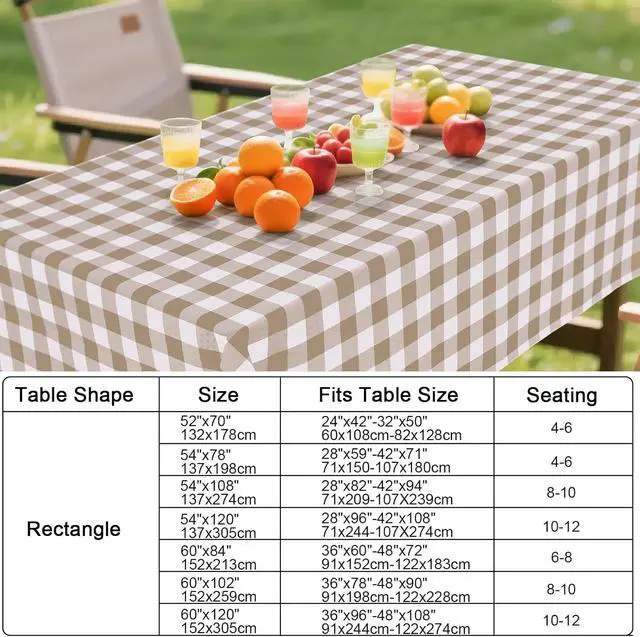 Alt view image 7 of 7 - Smiry Picnic Table Cloth, Vinyl Tablecloths with Flannel Backing, 60"x84" | Waterproof Rectangle Table Cloth, Wipeable Buffalo Plaid Table Cover for Indoor and Outdoor (Khaki & White)