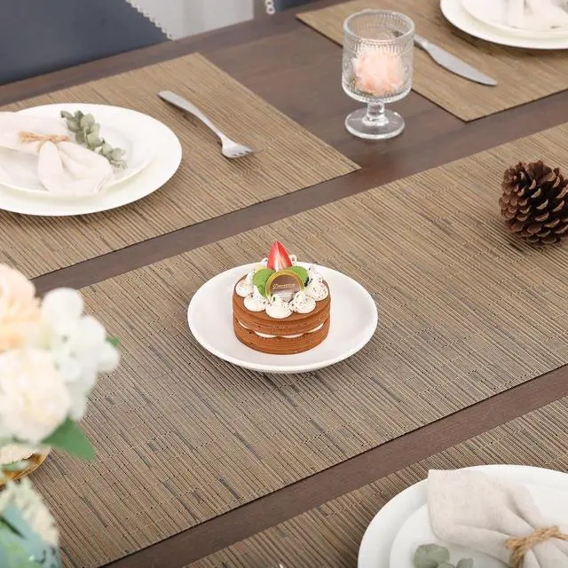 Alt view image 3 of 7 - Myir JUN Light Brown Table Runner Home Decor Dining Table Runners | Vinyl Table Runner 55 Inch Long Decor Dining Table Runners Arbitrarily Cropped Runner for Table Heatproof for Home Party