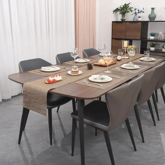 Alt view image 4 of 7 - Myir JUN Light Brown Table Runner Home Decor Dining Table Runners | Vinyl Table Runner 55 Inch Long Decor Dining Table Runners Arbitrarily Cropped Runner for Table Heatproof for Home Party