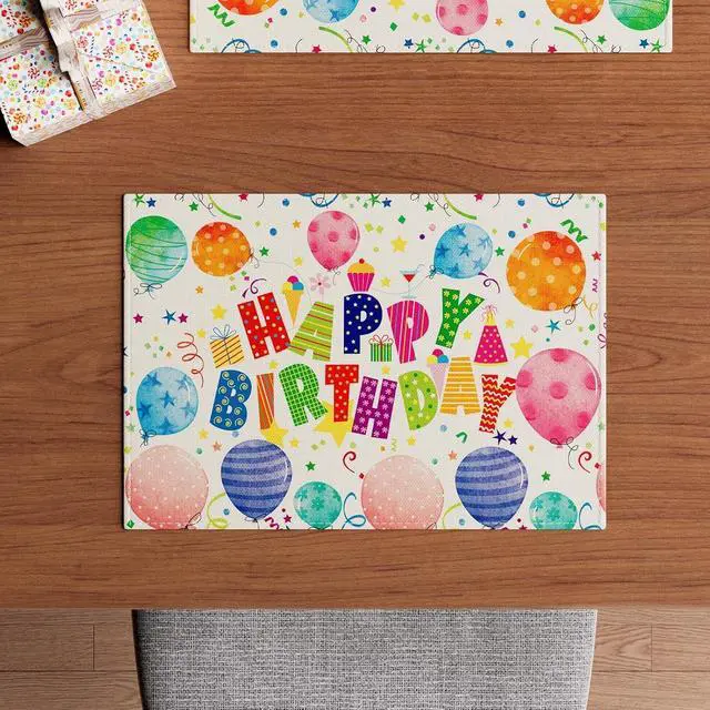 Alt view image 2 of 5 - XCHI Happy Birthday Balloons Placemats Set of 4 Table Decor 12x18 Inch | Confetti Colorful Stars Table Mats for Party Kitchen Dining Home Decorations