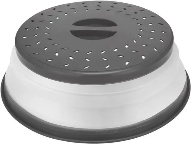 Main image of Microwave Cover for Food, Collapsible Microwave Splatter Cover Made of TPR Dishwasher-Safe BPA Free Grey