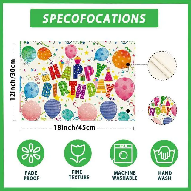 Alt view image 5 of 5 - XCHI Happy Birthday Balloons Placemats Set of 4 Table Decor 12x18 Inch | Confetti Colorful Stars Table Mats for Party Kitchen Dining Home Decorations