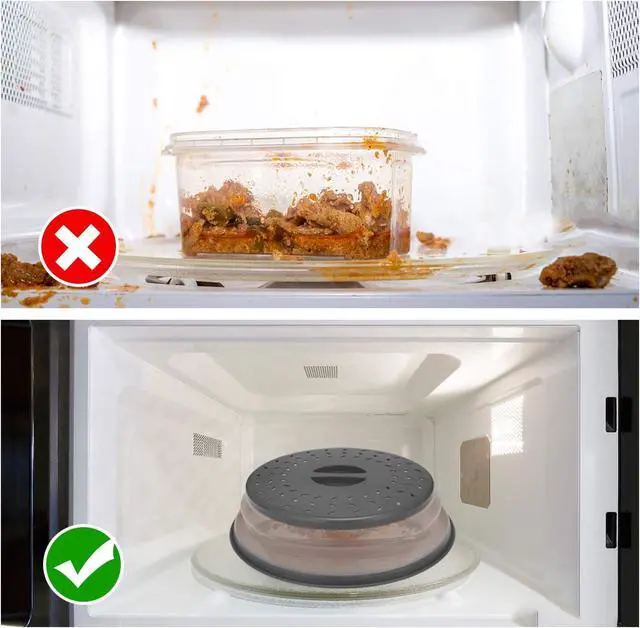Alt view image 2 of 7 - Microwave Cover for Food, Collapsible Microwave Splatter Cover Made of TPR Dishwasher-Safe BPA Free Grey