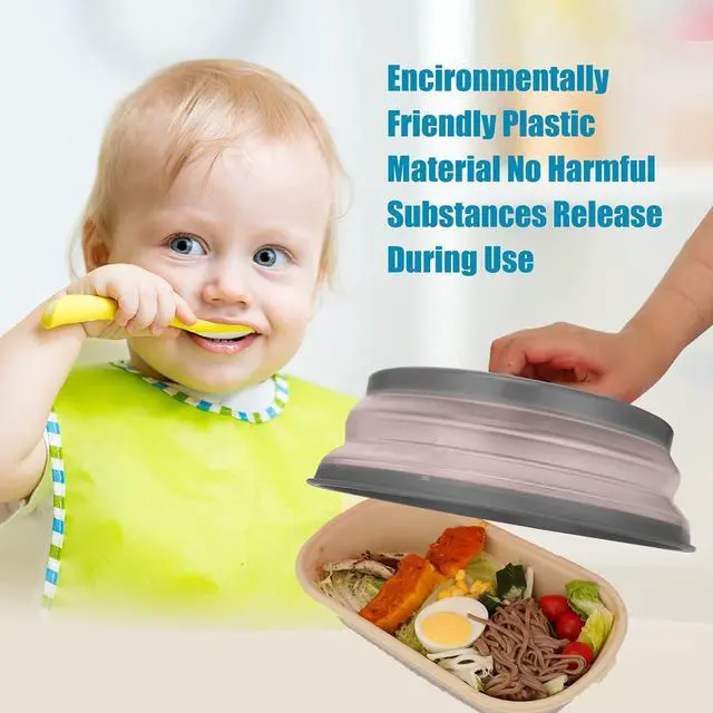 Alt view image 5 of 7 - Microwave Cover for Food, Collapsible Microwave Splatter Cover Made of TPR Dishwasher-Safe BPA Free Grey
