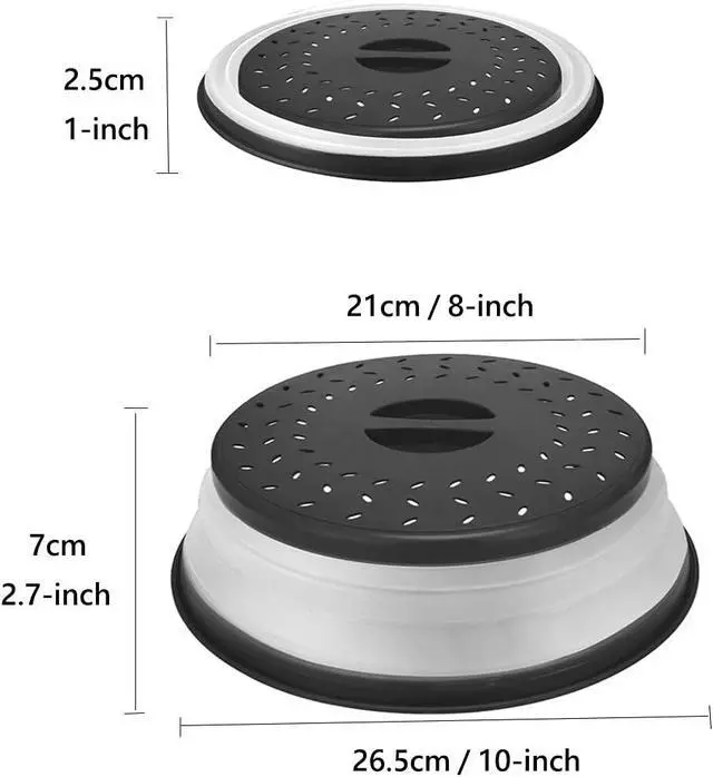 Alt view image 7 of 7 - Microwave Cover for Food, Collapsible Microwave Splatter Cover Made of TPR Dishwasher-Safe BPA Free Grey
