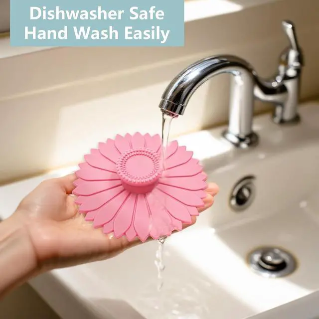 Alt view image 4 of 7 - Sunflower Silicone Cup Covers,4.1 Inch Reusable Suction Lids - Seal & Keep Drinks Warm/Cold,Dishwasher Safe for Coffee & Tea 3PCS