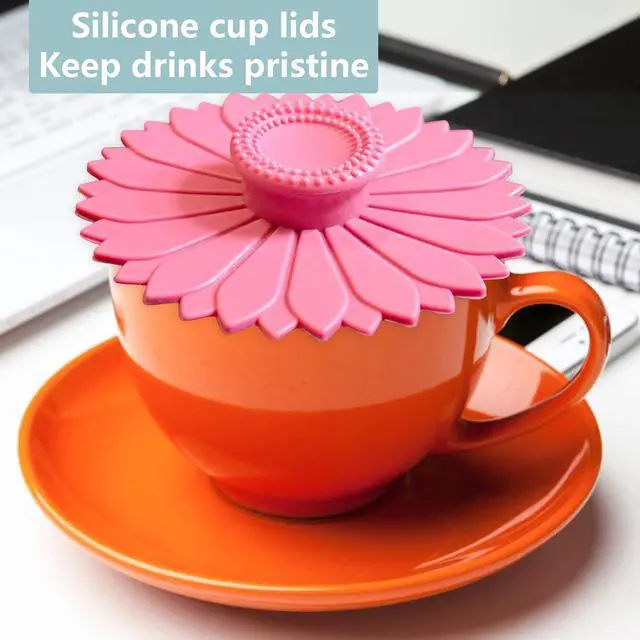 Alt view image 5 of 7 - Sunflower Silicone Cup Covers,4.1 Inch Reusable Suction Lids - Seal & Keep Drinks Warm/Cold,Dishwasher Safe for Coffee & Tea 3PCS
