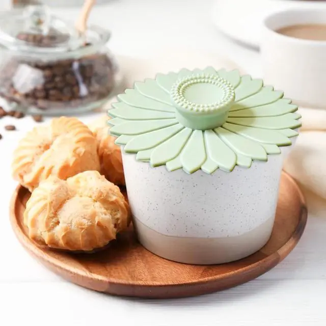 Alt view image 7 of 7 - Sunflower Silicone Cup Covers,4.1 Inch Reusable Suction Lids - Seal & Keep Drinks Warm/Cold,Dishwasher Safe for Coffee & Tea 3PCS