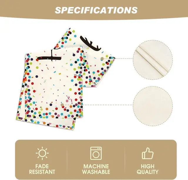 Alt view image 5 of 7 - Artoid Mode Polka Dot Beige Happy Birthday Table Runner, Seasonal Kitchen Dining Table Decoration for Home Party Decor 13x90 Inch