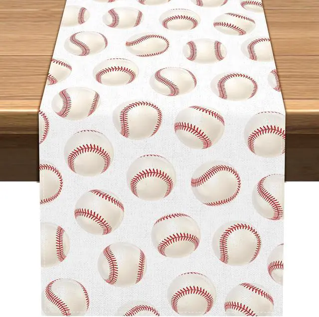 Main image of Vohado Baseball Table Runner Boy Sports Themed Birthday Party Decorations Dining Room Home Kitchen Island Decor (13" x 72")
