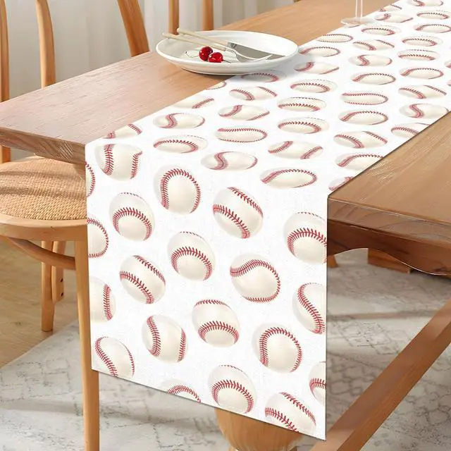 Alt view image 2 of 5 - Vohado Baseball Table Runner Boy Sports Themed Birthday Party Decorations Dining Room Home Kitchen Island Decor (13" x 72")