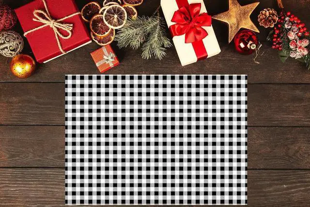 Alt view image 7 of 7 - Iconikal 2-Sided Black Gingham Reversible Disposable Paper Place Mats 14 x
