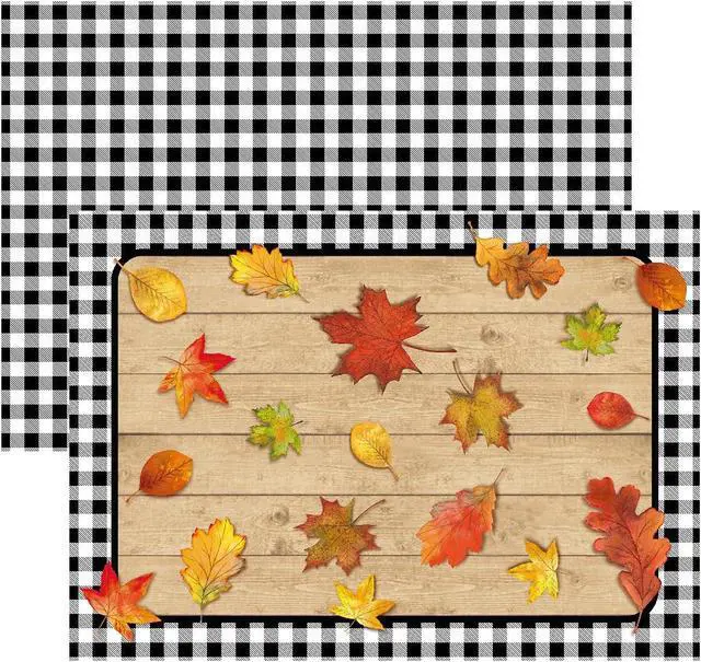 Alt view image 6 of 7 - Iconikal 2-Sided Black Gingham Reversible Disposable Paper Place Mats 14 x