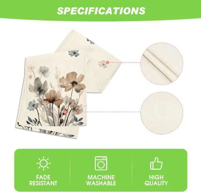 Alt view image 5 of 7 - Artoid Mode Brown Poppy Floral Leaves Spring Table Runner, Seasonal Summer Kitchen Dining Table Decoration for Home Party Decor 13x72 Inch