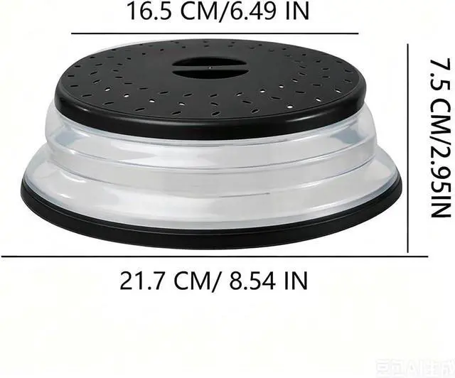Alt view image 2 of 5 - Small Collapsible Microwave Splatter Cover (gray, 8 IN) | Microwave Plate Cover With Steam VentBPA-Free Silicone & Plastic