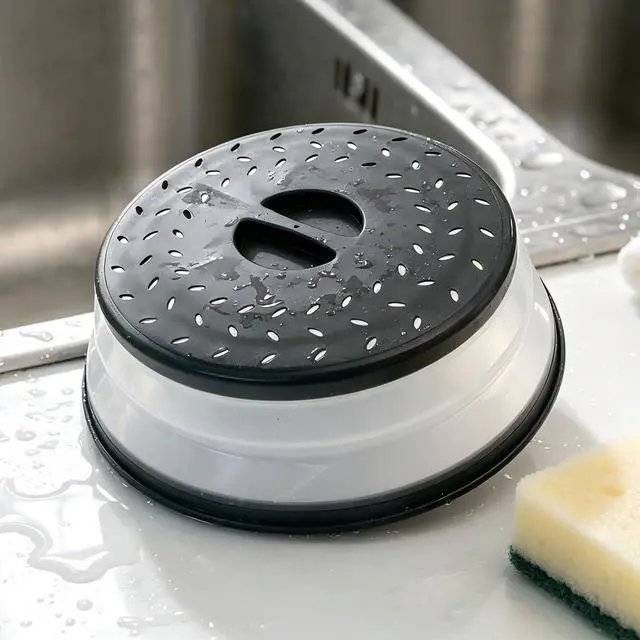Alt view image 4 of 5 - Small Collapsible Microwave Splatter Cover (gray, 8 IN) | Microwave Plate Cover With Steam VentBPA-Free Silicone & Plastic