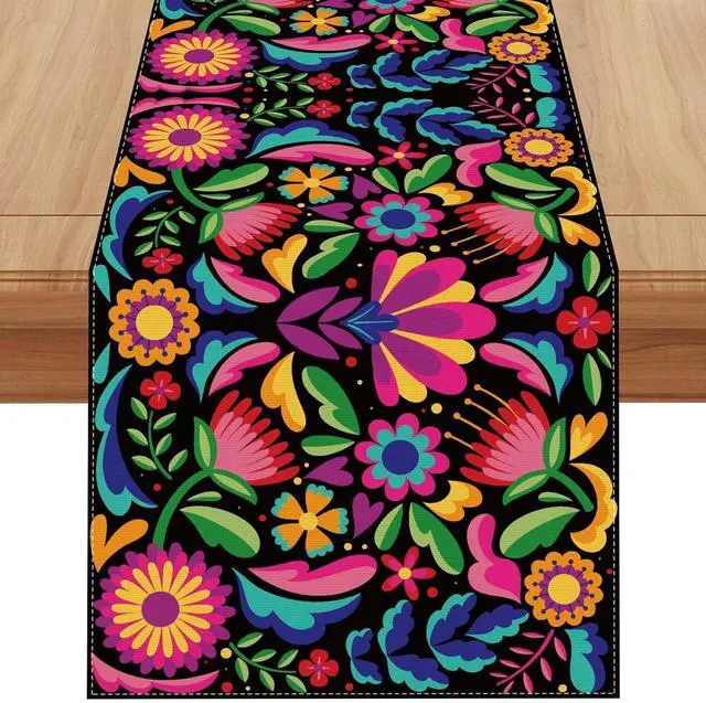 Main image of Jiudungs Mexican Fiesta Table Runner,Day of The Dead Decorations for Home | Packing List:1 pc Table Runner; Material:100% Polyester; Size:13×72 Inches; Perfect for Home Kitchen Dining Room Decor