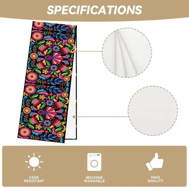 Alt view image 6 of 6 - Jiudungs Mexican Fiesta Table Runner,Day of The Dead Decorations for Home | Packing List:1 pc Table Runner; Material:100% Polyester; Size:13×72 Inches; Perfect for Home Kitchen Dining Room Decor