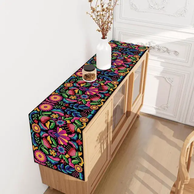 Alt view image 5 of 6 - Jiudungs Mexican Fiesta Table Runner,Day of The Dead Decorations for Home | Packing List:1 pc Table Runner; Material:100% Polyester; Size:13×72 Inches; Perfect for Home Kitchen Dining Room Decor