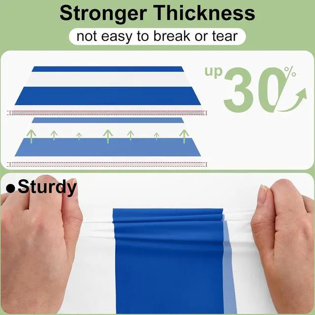 Alt view image 2 of 7 - misaya 3 Packs Striped Disposable Table Cloth, 54 x 108 Inch Waterproof Rectangle Tablecloth, Leakproof & Sturdy Decorative Table Covers for Picnic, Party, Back to School and Outdoor, Blue and White