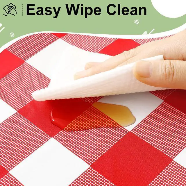 Alt view image 5 of 7 - misaya 4 Packs Buffalo Disposable Table Cloth, 54 x 108 Inch Waterproof Plastic Tablecloth, Rectangle Red and White Checkered Table Covers for Picnic, Birthday, Party, Back to School