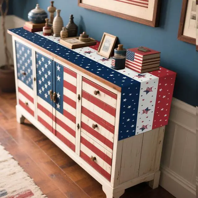 Alt view image 6 of 7 - 4th of July Red White and Blue Table Runner(13x72 Inch) Memorial Day July 4 Patriotic Decorations Americana Star Table Runners for Holiday Home Farmhose Decor Indoor Outdoor Party Favors Supplies