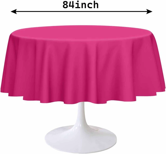 Alt view image 2 of 7 - 2 Pack Hot Pink Round Tablecloth 84 x 84 Inch Circle Plastic Table Cover Disposable Table Cloth for Baby Shower Wedding Birthday Party Picnic Round Plastic