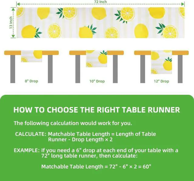 Alt view image 4 of 7 - Lemon Table Runner Kitchen Decor, 13 × 72 Inch | Yellow and White Stripes Lemon Table Decorations Summer Spring Seasonal Home Decor for Dining Table Farmhouse Party