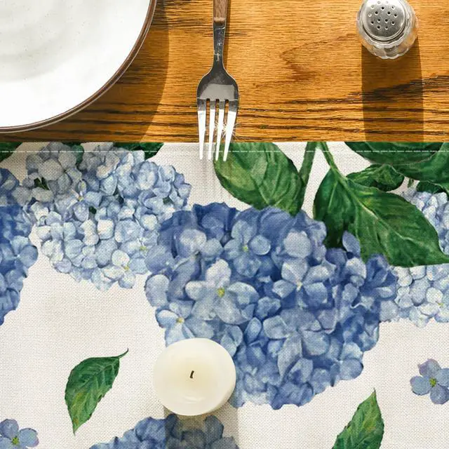 Alt view image 7 of 7 - Artoid Mode Watercolor Hydrangea Table Runner, Spring Summer Seasonal Kitchen Dining Table Decoration for Indoor Outdoor Home Party Decor 13 x 72 Inch
