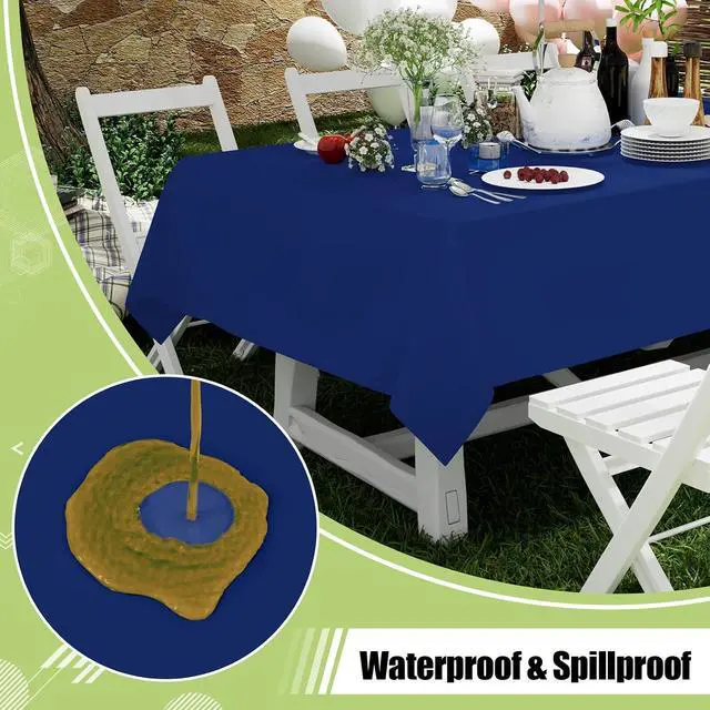 Alt view image 3 of 7 - Smiry Disposable Table Cloth 3 Pack, 54 x 108 Inch Waterproof Plastic Tablecloth, Decorative Rectangle Table Covers for Party, Birthday, Picnic, Navy