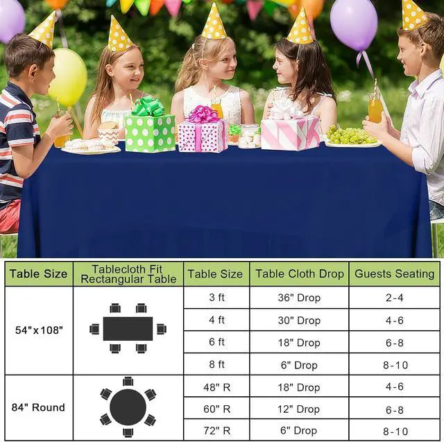 Alt view image 7 of 7 - Smiry Disposable Table Cloth 3 Pack, 54 x 108 Inch Waterproof Plastic Tablecloth, Decorative Rectangle Table Covers for Party, Birthday, Picnic, Navy