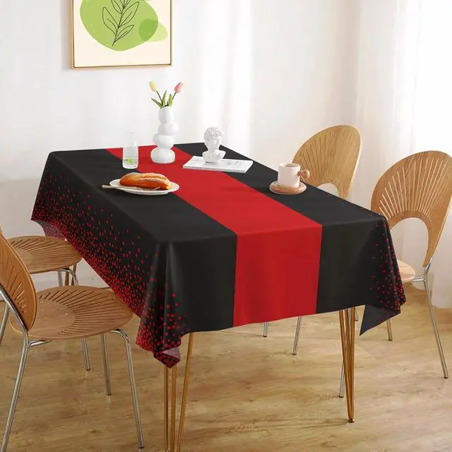 Alt view image 7 of 7 - 4 Pack Black and Red Disposable Tablecloth, Leakproof & Sturdy Table Cloth | 54×108 Inches Waterproof Plastic Rectangle Table Cover for Anniversary Graduation Party, Birthday Wedding Party Decorations