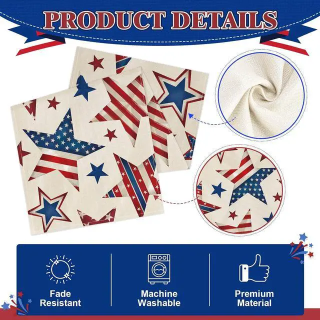 Alt view image 3 of 7 - 4th of July Table Runner 13x72 Inch Patriotic Stars Table Decoration | Red White Blue Memorial Day Runner for Table, Independence Day Home Kitchen Dining Table Party Decor