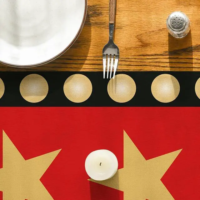Alt view image 7 of 7 - Artoid Mode Red Movie Theme with Gold Star Design Movie Night Table Runner, Red Carpet Kitchen Dining Table Decoration for Home Party Decor 13x72 Inch