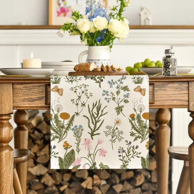 Alt view image 2 of 7 - Artoid Mode Wildflowers Floral Spring Table Runner, Seasonal Summer Butterfly Kitchen Dining Table Decoration for Home Party 13x72 Inch