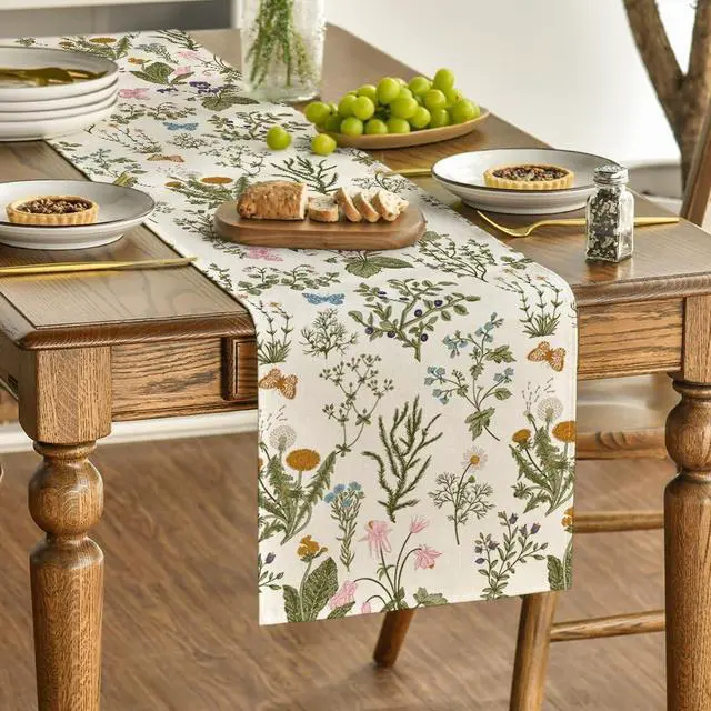 Alt view image 3 of 7 - Artoid Mode Wildflowers Floral Spring Table Runner, Seasonal Summer Butterfly Kitchen Dining Table Decoration for Home Party 13x72 Inch