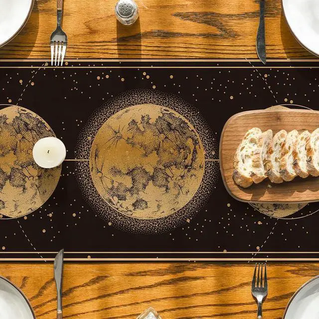 Alt view image 3 of 7 - Artoid Mode Astrology Moon Magic Art Table Runner, Seasonal Mystical Gothic Kitchen Dining Table Decoration for Home Party Decor 13x72 Inch