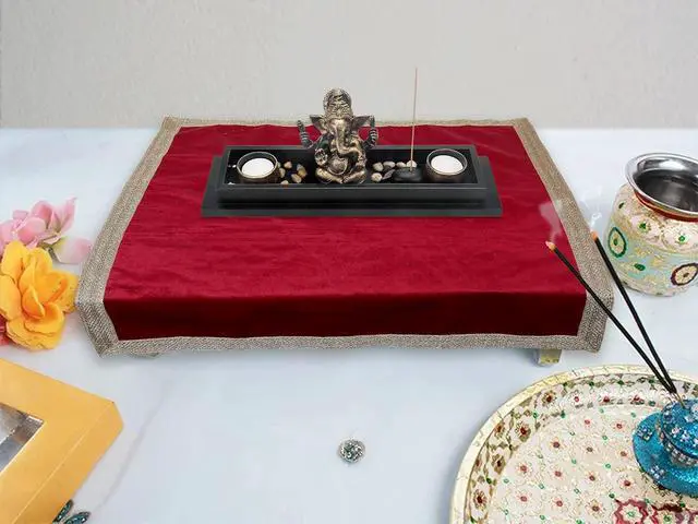Alt view image 3 of 7 - Indian Consigners Small Solid Color Velvet Cloth for Multipurpose Use (Red)