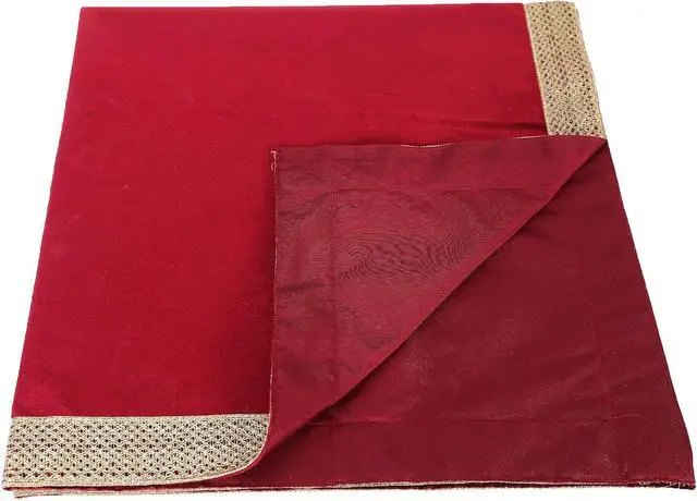 Alt view image 6 of 7 - Indian Consigners Small Solid Color Velvet Cloth for Multipurpose Use (Red)