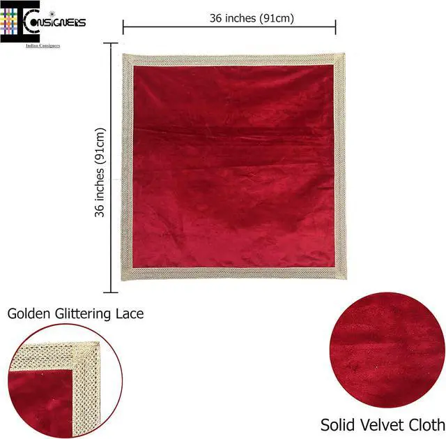 Alt view image 7 of 7 - Indian Consigners Small Solid Color Velvet Cloth for Multipurpose Use (Red)
