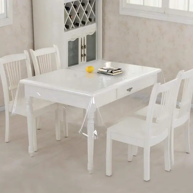 Alt view image 2 of 7 - sancua Clear Plastic Table Cover Protector Waterproof Tablecloth 54x78 Inch | Vinyl PVC Rectangle Table Cloth, Oil Spill Proof Wipe Clean, For Dining Tables, Parties & Camping, Crystal Clear
