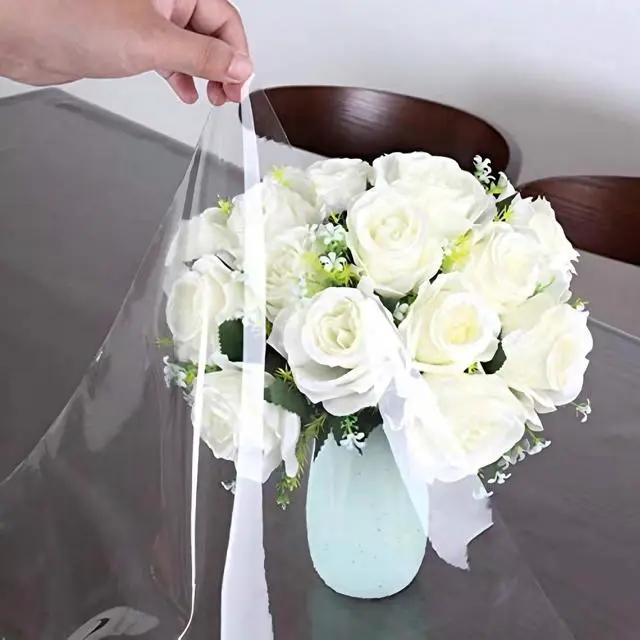 Alt view image 3 of 7 - sancua Clear Plastic Table Cover Protector Waterproof Tablecloth 54x78 Inch | Vinyl PVC Rectangle Table Cloth, Oil Spill Proof Wipe Clean, For Dining Tables, Parties & Camping, Crystal Clear